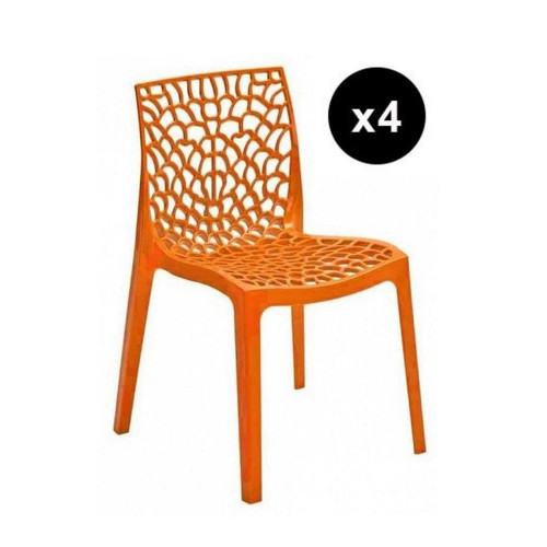 Lot de 4 Chaises Design Orange Gruvyer 3S. x Home  - Chaise orange design