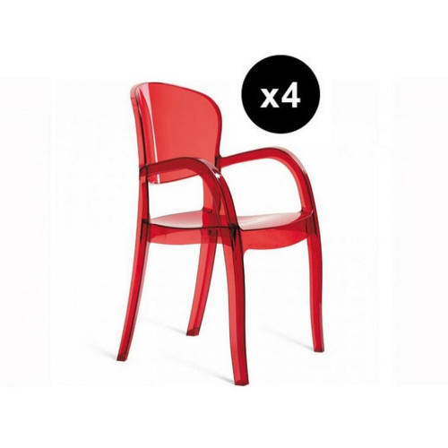 Lot de 4 Chaises Design Rouge Transparent Victor - 3S. x Home - Chaise rouge design