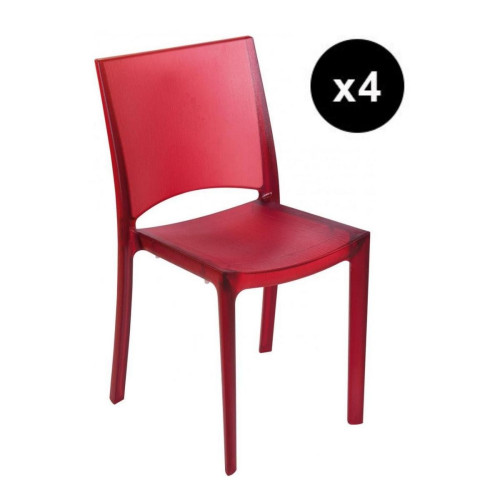 Lot de 4 Chaises Design Transp Rouge Fume Nilo - 3S. x Home - Lot 4 chaises design
