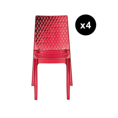 Lot de 4 Chaises Design Transparente Rouge Delphes - 3S. x Home - Chaise design et tabouret design