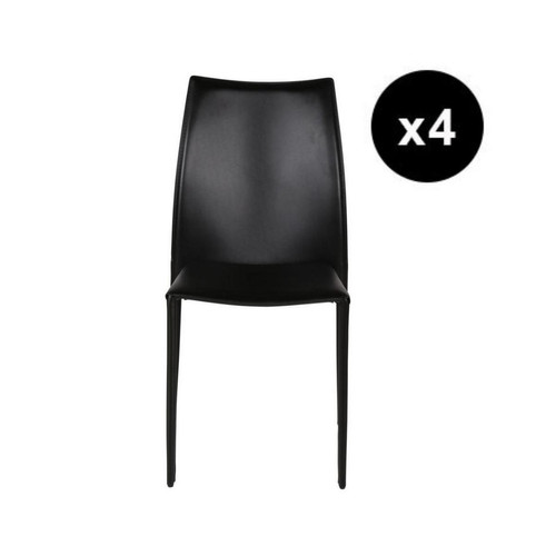 Lot de 4 chaises en cuir noir 3S. x Home  - Lot 4 chaises design