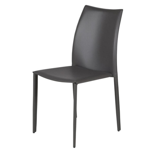 Chaise en cuir gris 3S. x Home  - Chaise design