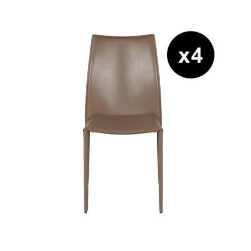 Lot de 4 chaises en cuir sable 3S. x Home  - Lot 4 chaises design