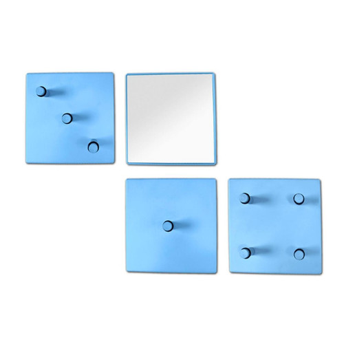 lot de patères murales métal époxy bleu et miroir - 3S. x Home - Rangement meuble
