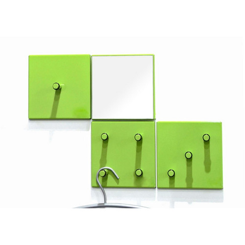 lot de patères murales métal époxy vert et miroir 3S. x Home  - Porte manteaux design