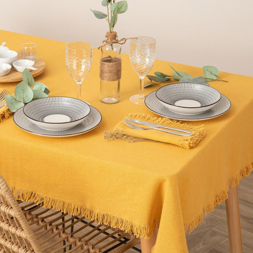 Nappe en coton jaune ocre 250x150 cm "Maha" 3S. x Home  - Deco cuisine design
