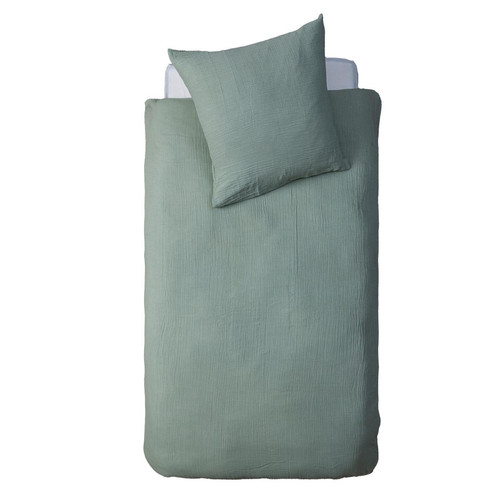Parure de lit 140 x 200 cm vert  en Gaze coton  3S. x Home  - Linge de lit enfant
