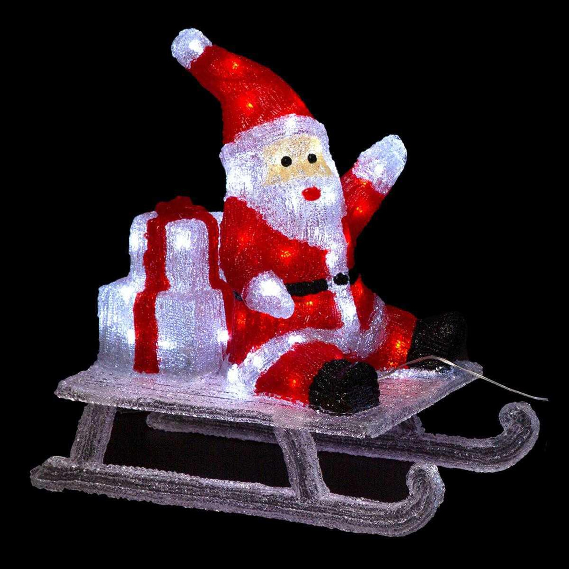 Père Noël Luge Décoration Lumineuse Extérieure 50 cm