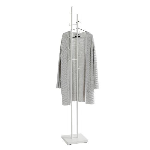Porte manteau avec 8 crochets et pied en métal Blanc mat