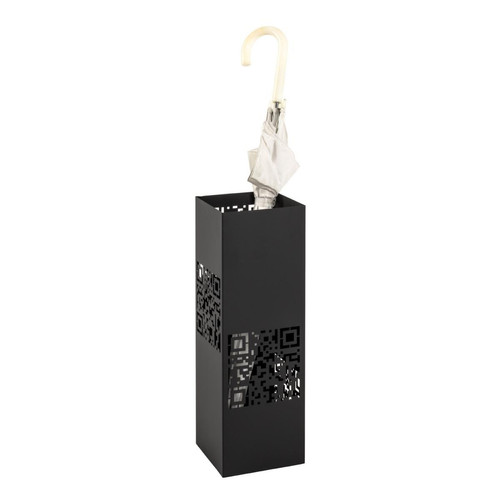 Porte parapluies avec code QR découpé abstrait en métal laqué Noir 3S. x Home  - Boite rangement design
