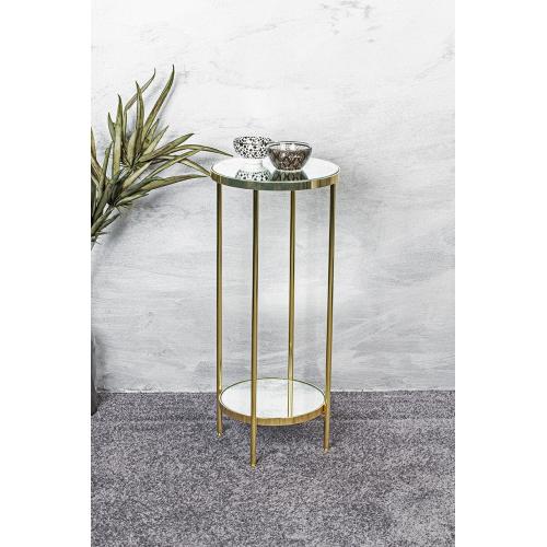 Porte plantes en métal laitonné avec étagères en verre miroir 3S. x Home  - Table d appoint verre