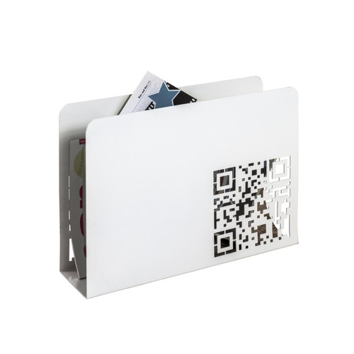 Porte revues avec code QR découpé abstrait en Métal laqué Blanc 3S. x Home  - Porte revue design