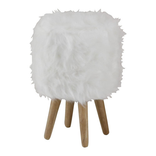 Pouf blanc fausse fourrure  - 3S. x Home - Chaise design et tabouret design