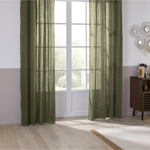 Rideau en lin vert kaki 130x260 cm "Linah" 3S. x Home  - Textile design