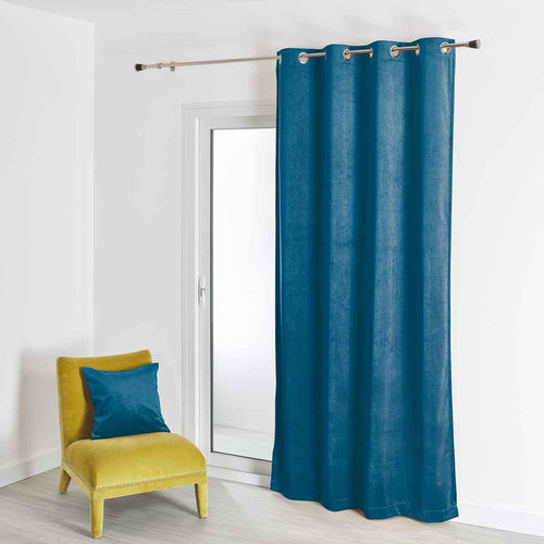 Rideau en Suédine Unie Bleu Paon 140X260 cm SOFT 3S. x Home  - Textile design