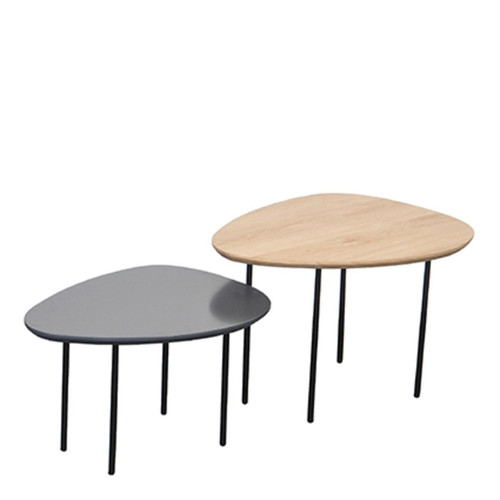 Set de 2 Tables Basses Gris ALVARO - Promos deco design 20 a 30