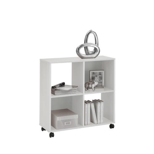 Bibliothèque sur roulettes avec 4 casiers SPRINT blanc 3S. x Home  - Salon meuble deco