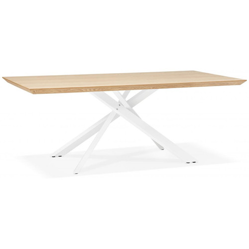 Table à Manger Couleur Naturel Métal Blanc ROYALTY 3S. x Home  - Table en bois design