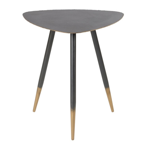 Table Basse 50cm en Métal Noir et Doré EDNA - Table basse noir design