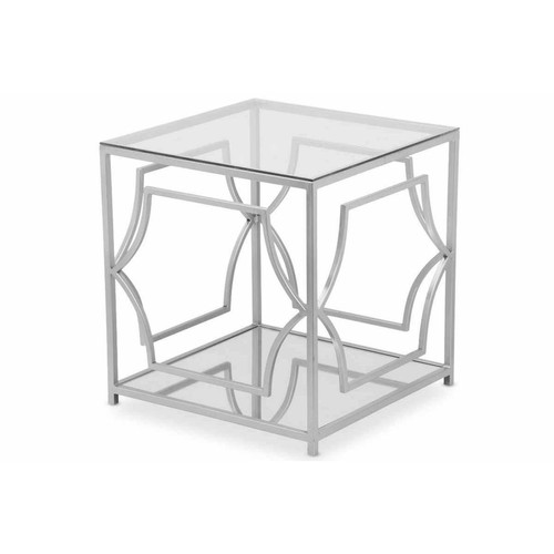 Table Basse D'appoint En Verre Transparent Et Pieds Argent Artefact 3S. x Home  - Table basse blanche design