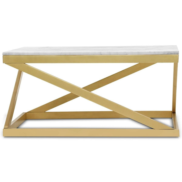 Table basse PALIANO Marbre Blanc et pieds Or