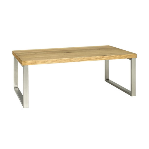 Table basse avec plateau finition chêne véritable et structure optique inox - 3S. x Home - Nouveautes salon