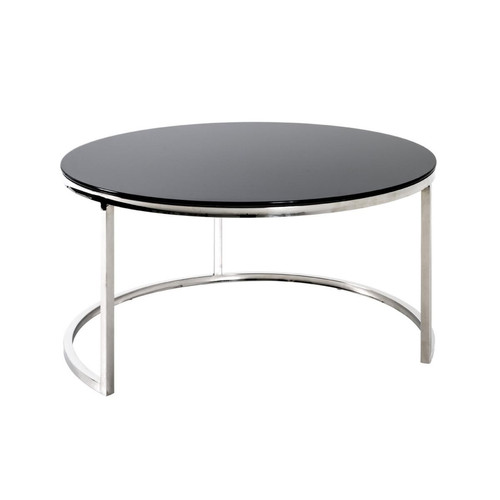 Table basse avec structure en Inox brillant et plateau en Verre trempé Noir 3S. x Home  - Salon meuble deco