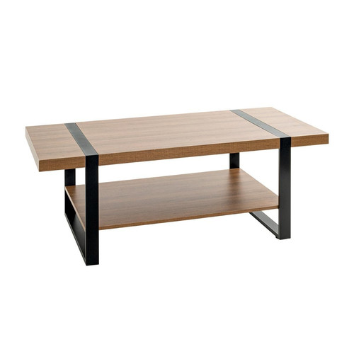 Table basse acier laqué noir et plateaux décor chêne 3S. x Home  - Table basse noir design