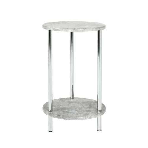 Table d'appoint avec plateau rond en bois et structure en acier chromé - 3S. x Home - Salon meuble deco