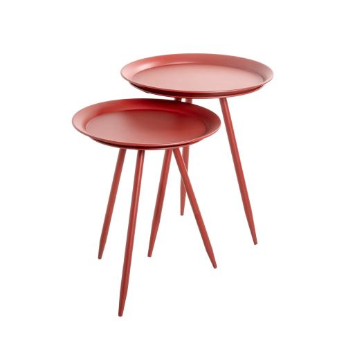 Table d'appoint en métal laqué rouge modèle mini 3S. x Home  - Table d appoint metal