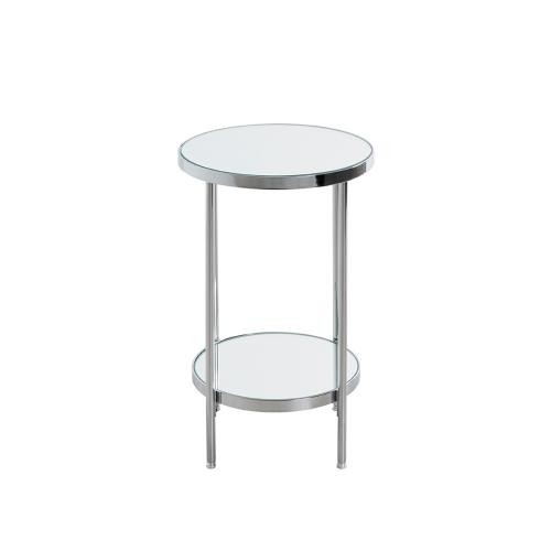 Table d'appoint en métal chromé et étagères en verre miroir 3S. x Home  - Table d appoint blanche