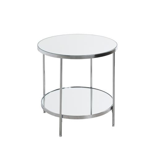 Table d'appoint en métal chromé et étagères en verre miroir 3S. x Home  - Table d appoint verre