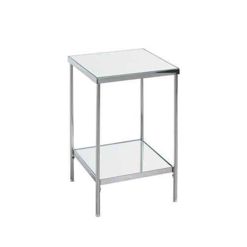Table d'appoint en acier chromé et étagères en verre miroir 3S. x Home  - Table d appoint design