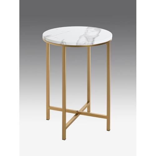 Table d'appoint en métal doré avec plateau décor marbre 3S. x Home  - Salon meuble deco