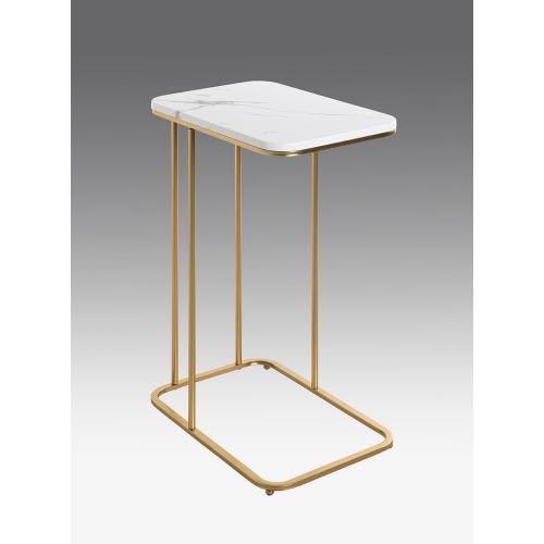 Table d'appoint en métal doré et plateau décor marbre 3S. x Home  - Salon meuble deco