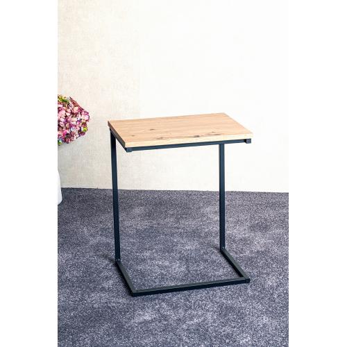 Table d'appoint en métal noir et plateau décor chêne  3S. x Home  - Salon meuble deco