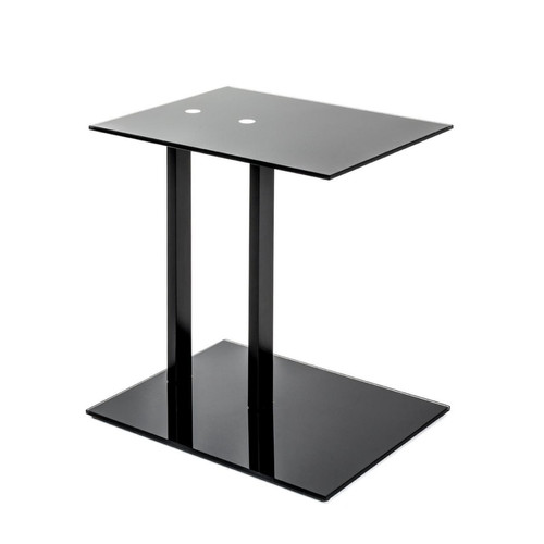 Table d'appoint en Tube d'acier époxy noir et en Verre trempé Noir 3S. x Home  - Table d appoint metal