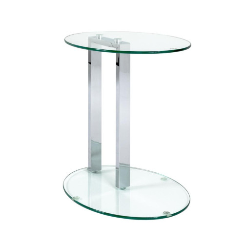 Table d'appoint ovale avec plateaux en Verre trempé transparent et Structure en Métal Chromé 3S. x Home  - Nouveautes salon