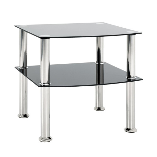 Table d'appoint carré avec structure en Métal époxy couleur anthracite et plateaux en Verre trempé Noir - 3S. x Home - Salon meuble deco