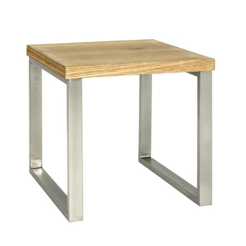 Table d'appoint avec plateau finition chêne véritable et structure optique inox 3S. x Home  - Table d appoint design