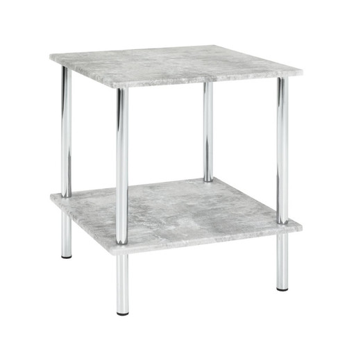 Table d'appoint avec plateau carré en bois et structure en acier chromé 3S. x Home  - Table d appoint metal