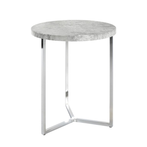 Table d'appoint design avec structure en Tube d'acier chromé et plateau en MDF décor optique béton Gris 3S. x Home  - Table d appoint metal