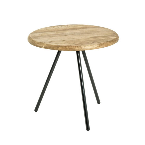 Table d'appoint en Acier plein Noir avec plateau en Bois massif chêne D40 cm 3S. x Home  - Salon meuble deco