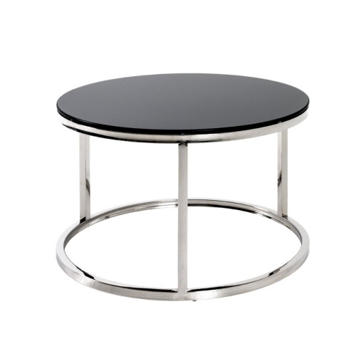 Table d'appoint avec structure en Inox brillant et plateau en Verre trempé Noir 3S. x Home  - Table d appoint noire
