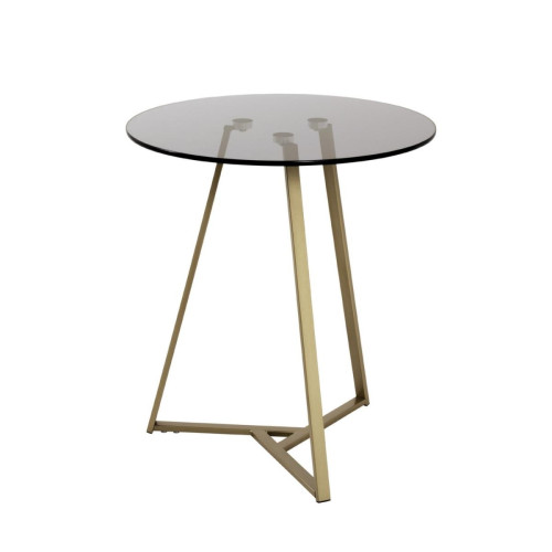 Table d'appoint en tube d'Acier doré et plateau en Verre trempé Gris 3S. x Home  - Table d appoint metal