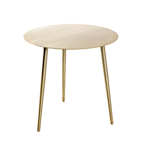 Table d'appoint avec structure en acier laqué doré et plateau en métal massif  - 3S. x Home - Salon meuble deco