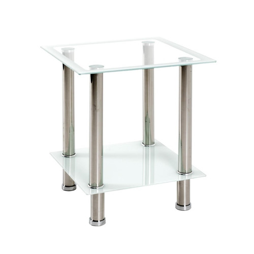 Table d'appoint structure en métal Inox poli et plateau transparent - 3S. x Home - Edition Authentique Salon