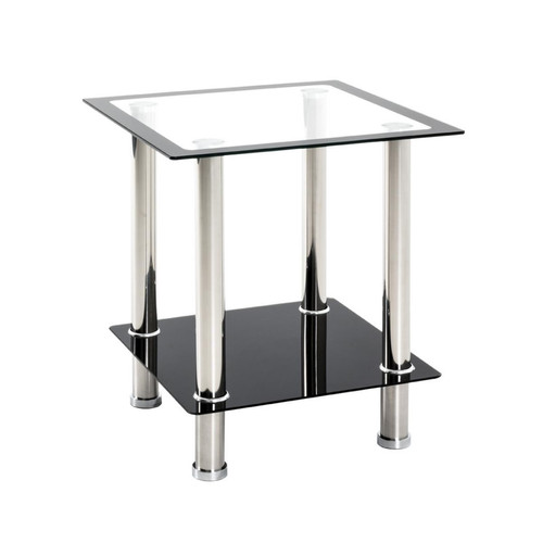 Table d'appoint structure en métal Inox poli et plateau supérieur transparent 3S. x Home  - Edition authentique