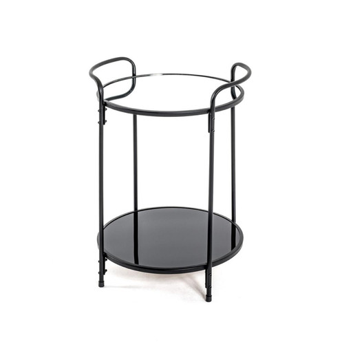 Table d'appoint ronde structure en tube d'acier laqué noir
