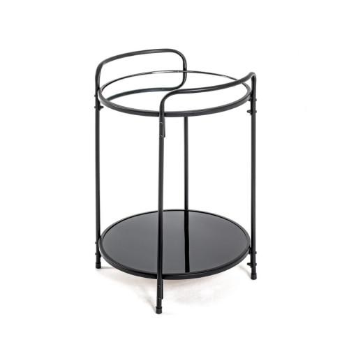 Table d'appoint ronde structure en tube d'acier laqué noir  - 3S. x Home - Salon meuble deco